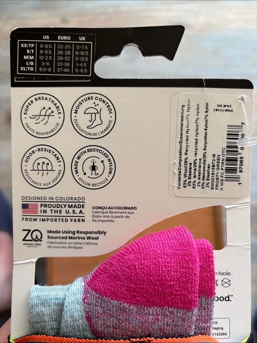Smartwool Kids Wintersport Grey and Pink Merino Wool Socks - Picture 2 of 4
